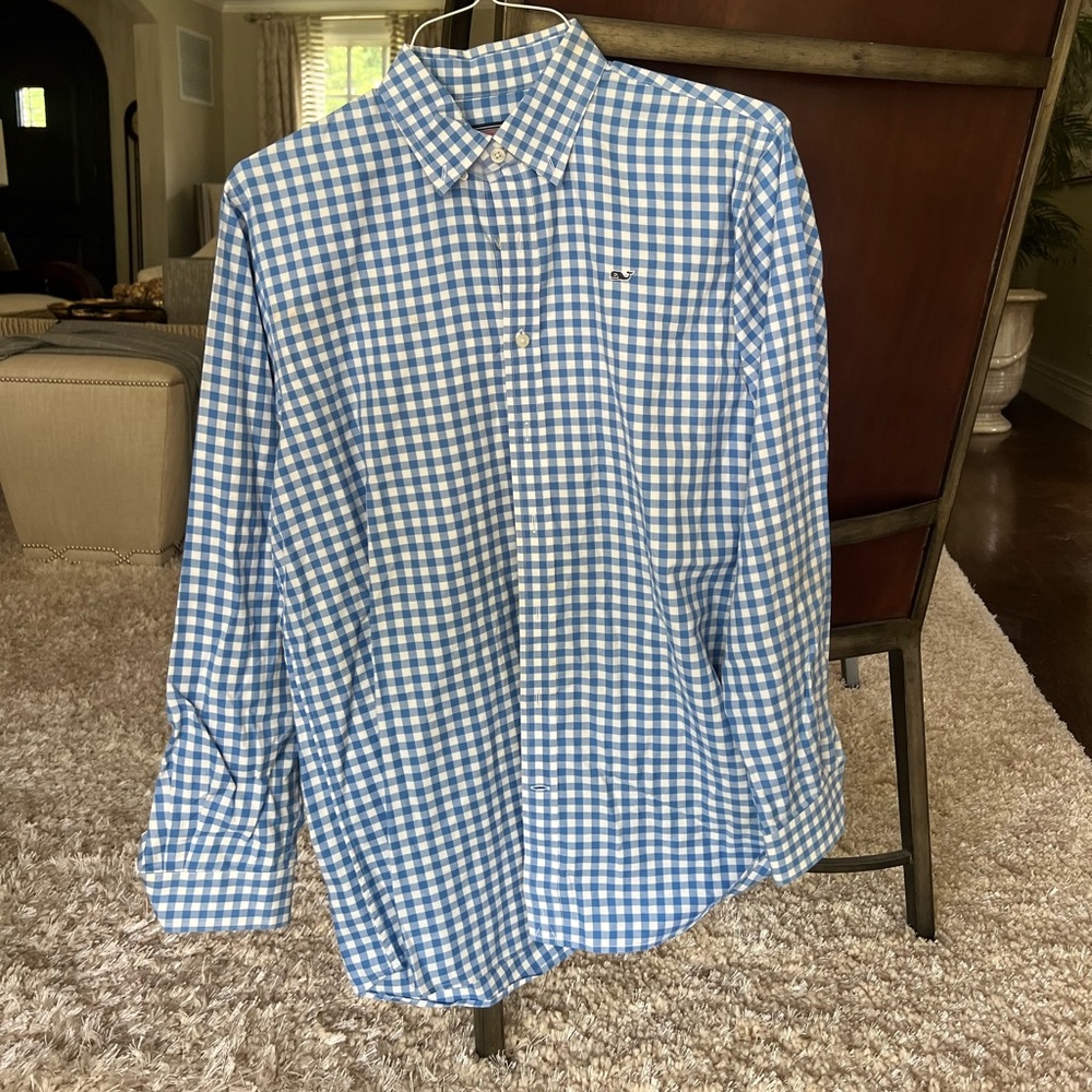Vineyard Vines Whale Shirt Blue and White Boxed Boys Size XL (20)